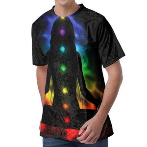 Seven Chakras Aura Print Men's Velvet T-Shirt