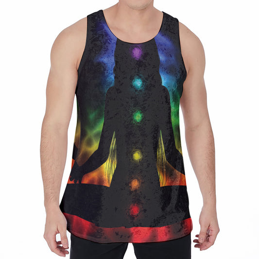 Seven Chakras Aura Print Men's Velvet Tank Top