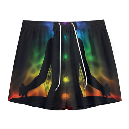 Seven Chakras Aura Print Mesh Shorts