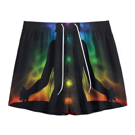 Seven Chakras Aura Print Mesh Shorts