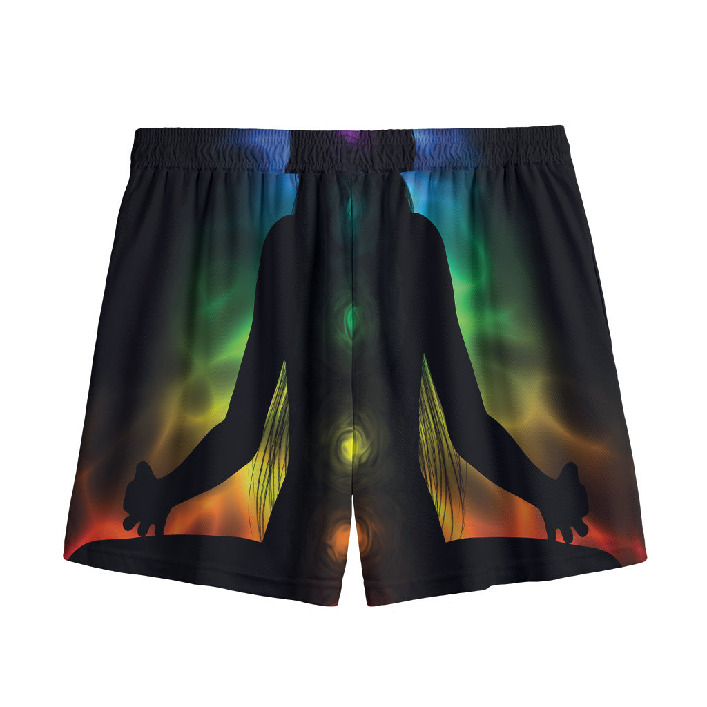 Seven Chakras Aura Print Mesh Shorts