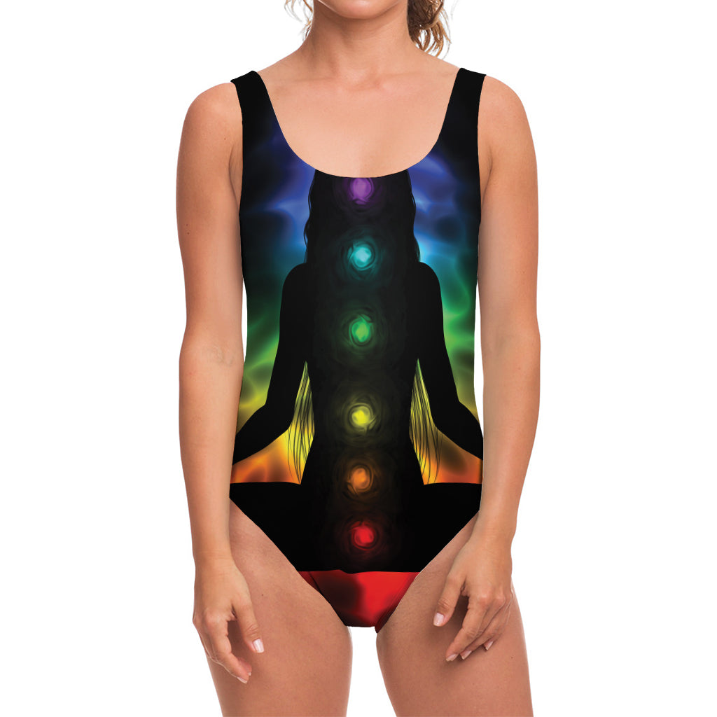 Seven Chakras Aura Print One Piece Swimsuit
