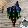Seven Chakras Aura Print One Shoulder Bodysuit