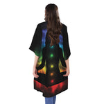Seven Chakras Aura Print Open Front Beach Cover Up