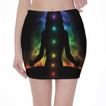 Seven Chakras Aura Print Pencil Mini Skirt
