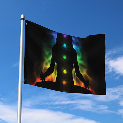 Seven Chakras Aura Print Polyester Flag