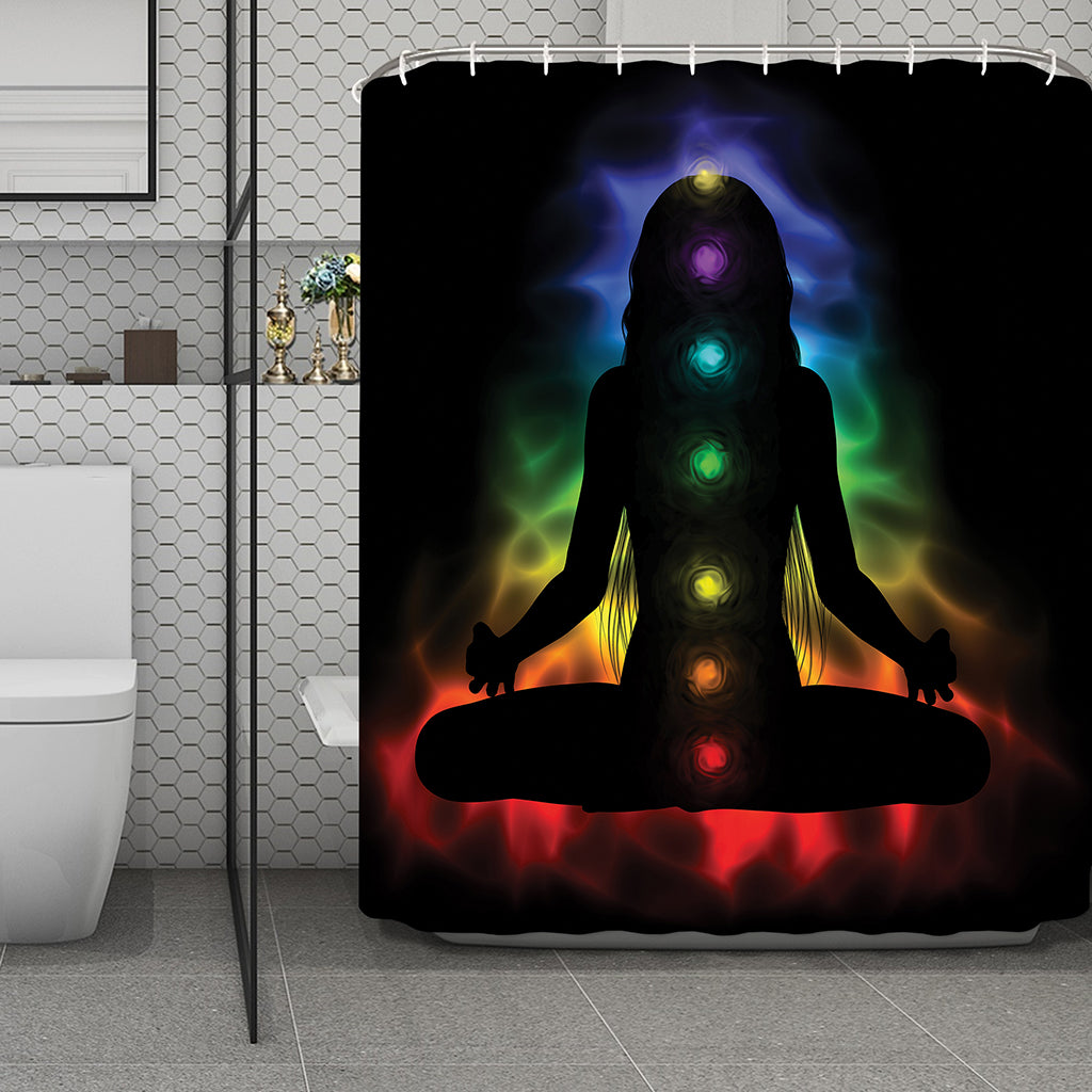 Seven Chakras Aura Print Polyester Shower Curtain