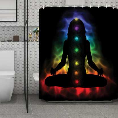 Seven Chakras Aura Print Polyester Shower Curtain