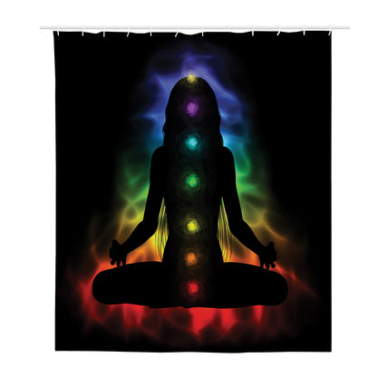 Seven Chakras Aura Print Polyester Shower Curtain