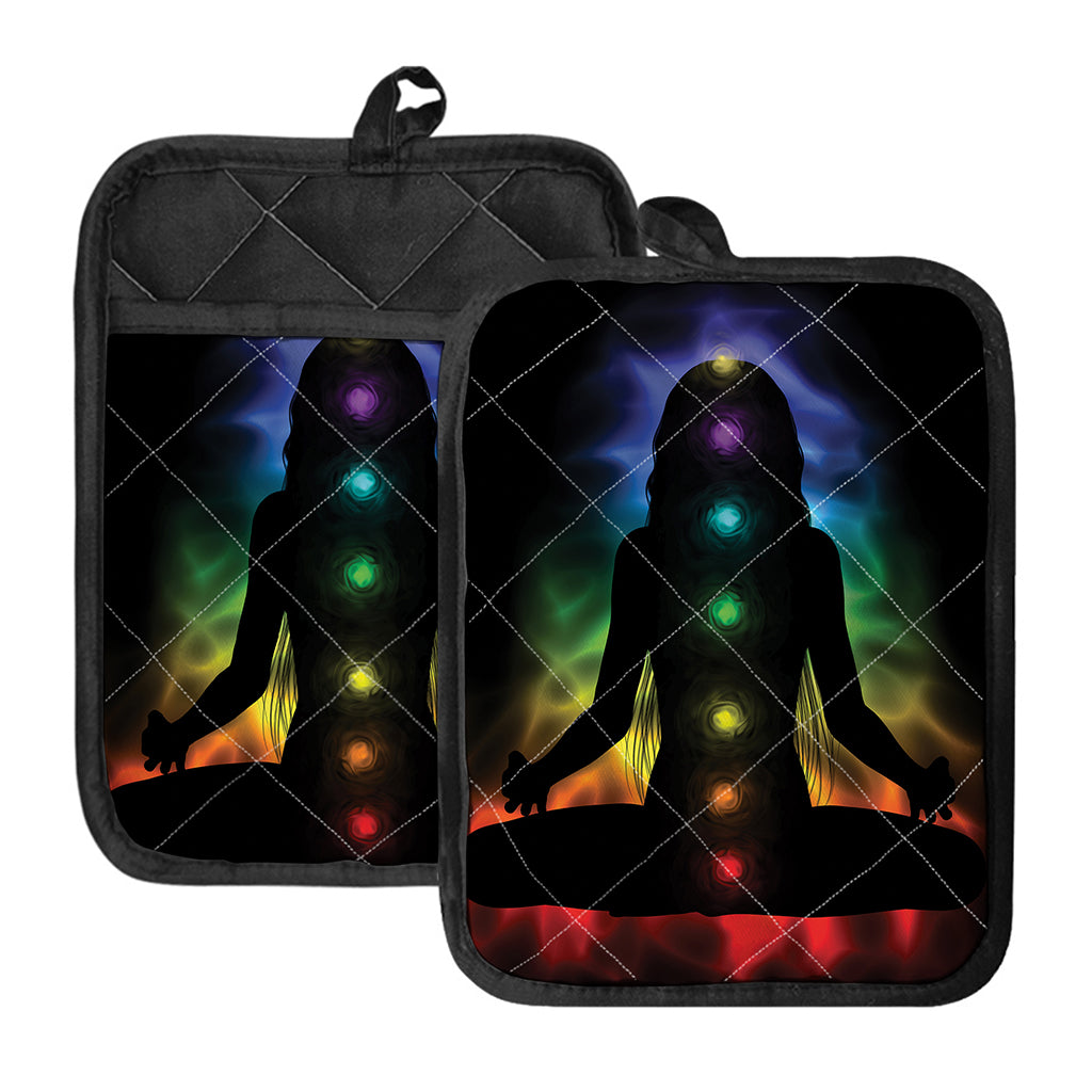 Seven Chakras Aura Print Pot Holders With Pocket