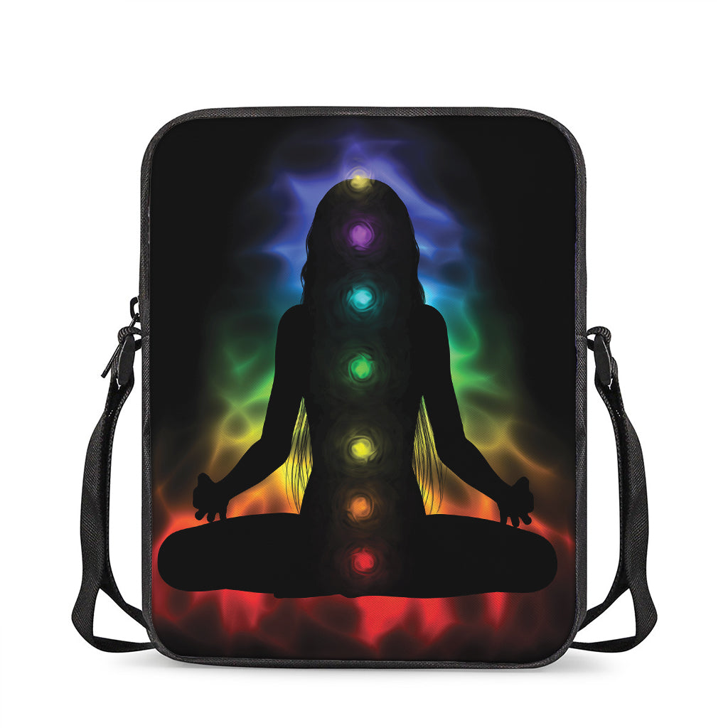 Seven Chakras Aura Print Rectangular Crossbody Bag
