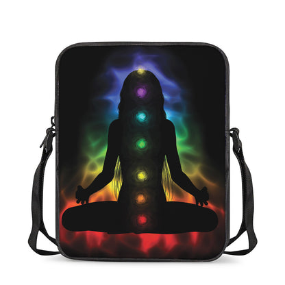 Seven Chakras Aura Print Rectangular Crossbody Bag