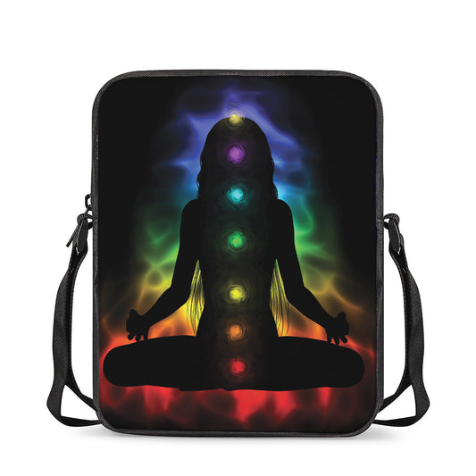 Seven Chakras Aura Print Rectangular Crossbody Bag