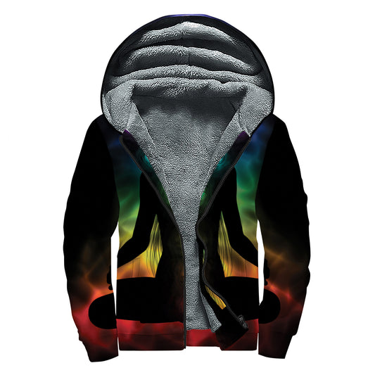Seven Chakras Aura Print Sherpa Lined Zip Up Hoodie