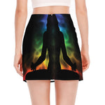 Seven Chakras Aura Print Side Slit Mini Skirt