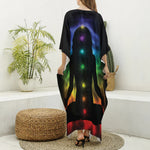 Seven Chakras Aura Print Silk V-Neck Kaftan Dress