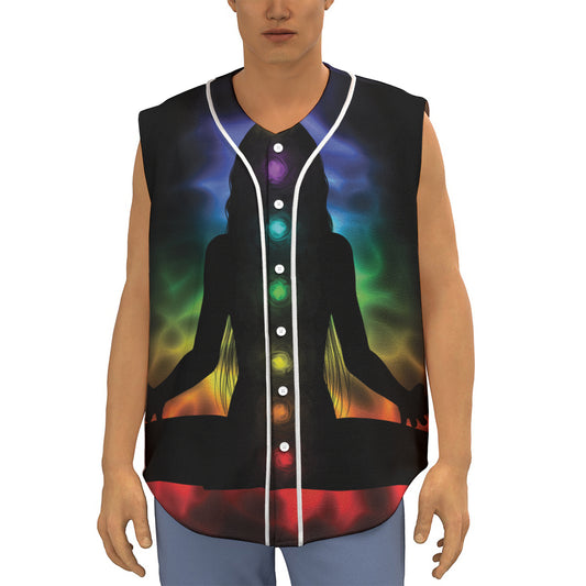 Seven Chakras Aura Print Sleeveless Baseball Jersey