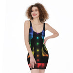 Seven Chakras Aura Print Sleeveless Bodycon Dress