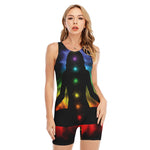 Seven Chakras Aura Print Sleeveless One Piece Swimsuit