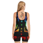 Seven Chakras Aura Print Sleeveless One Piece Swimsuit