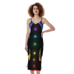 Seven Chakras Aura Print Slim Fit Midi Cami Dress