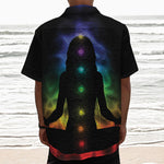 Seven Chakras Aura Print Textured Short Sleeve Shirt