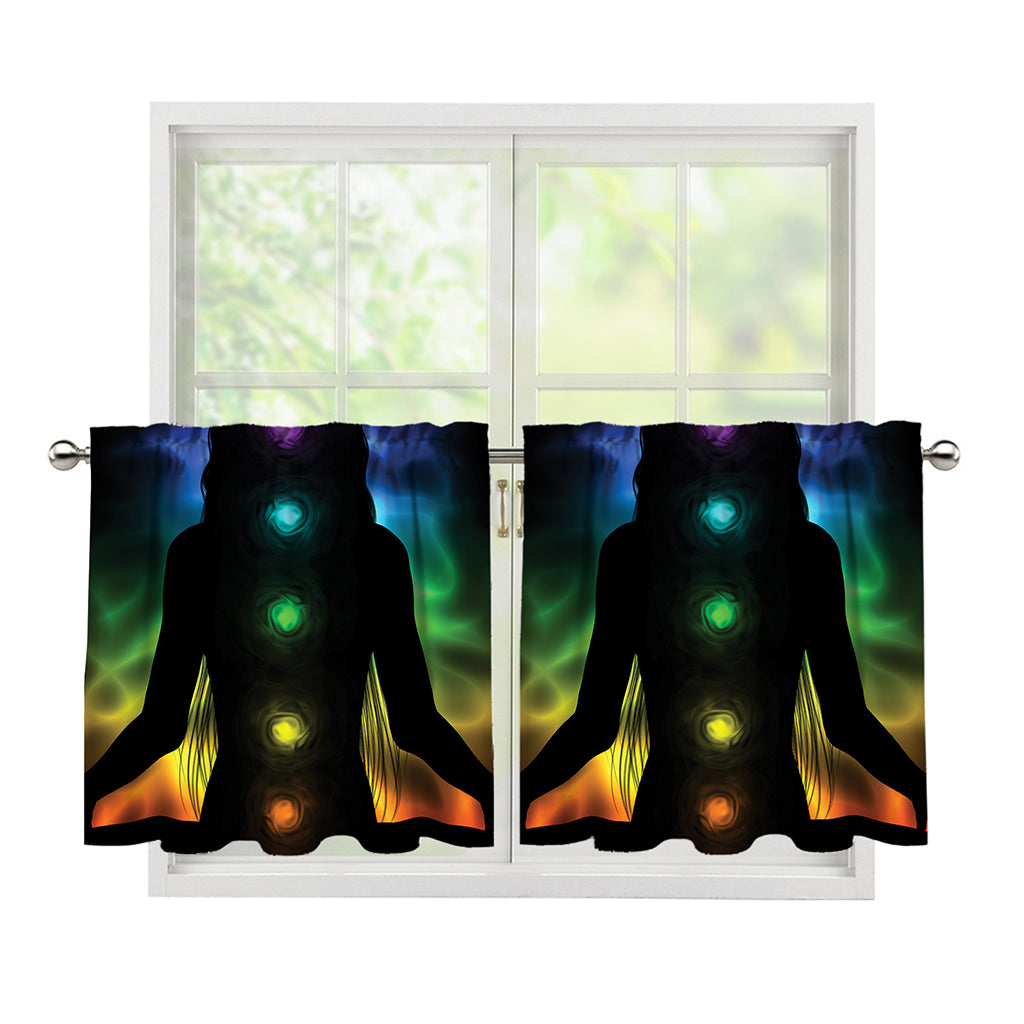 Seven Chakras Aura Print Tier Curtains