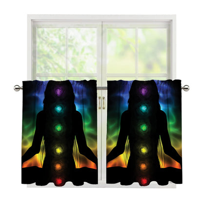 Seven Chakras Aura Print Tier Curtains
