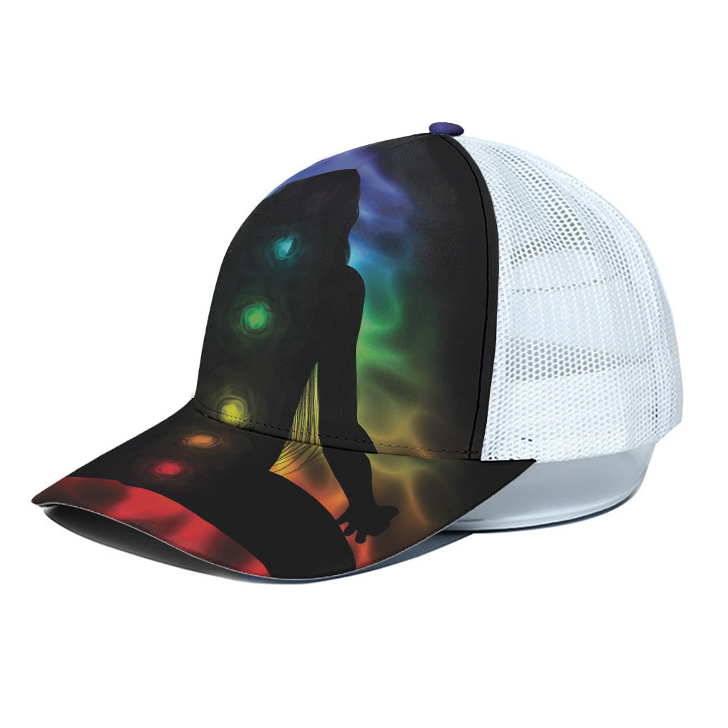 Seven Chakras Aura Print White Mesh Trucker Cap