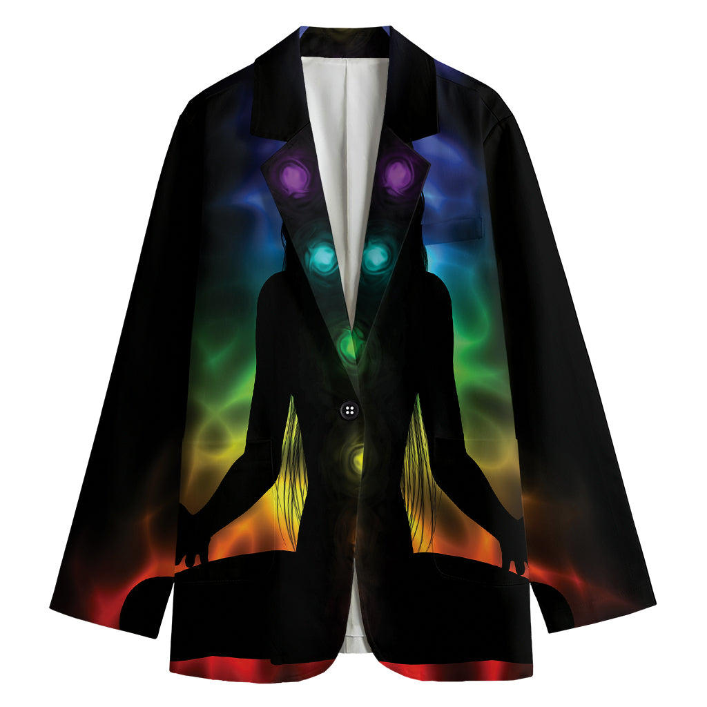 Seven Chakras Aura Print Women's Cotton Blazer