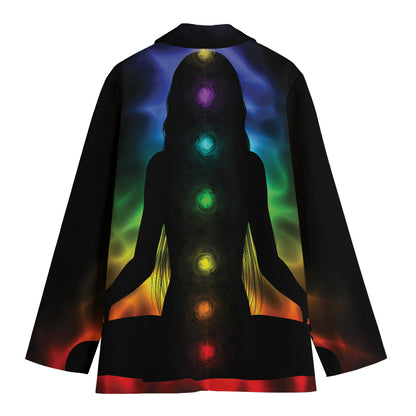 Seven Chakras Aura Print Women's Cotton Blazer