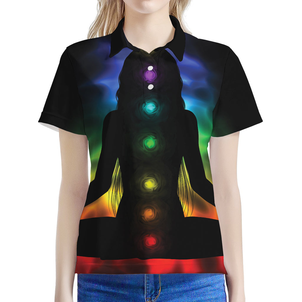 Seven Chakras Aura Print Women's Polo Shirt