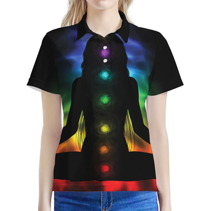 Seven Chakras Aura Print Women's Polo Shirt