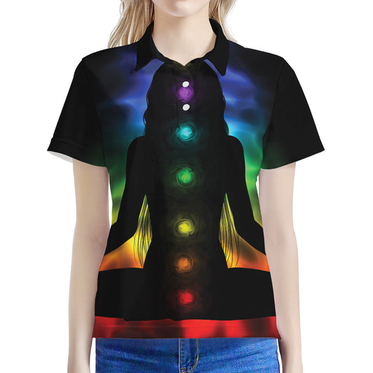 Seven Chakras Aura Print Women's Polo Shirt