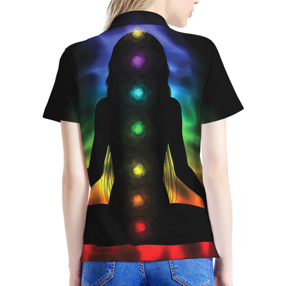 Seven Chakras Aura Print Women's Polo Shirt