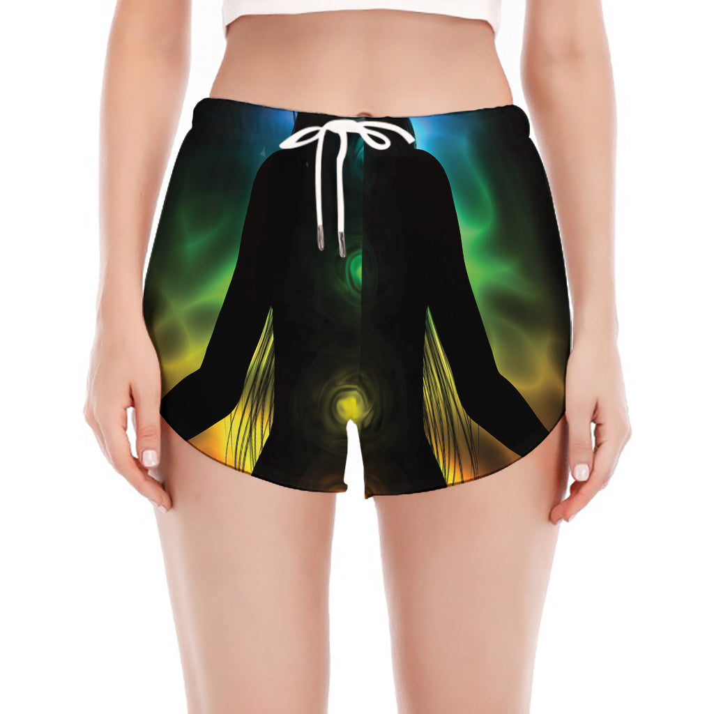 Seven Chakras Aura Print Women's Split Running Shorts