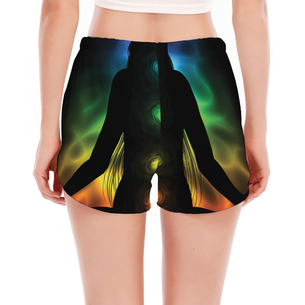 Seven Chakras Aura Print Women's Split Running Shorts