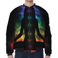 Seven Chakras Aura Print Zip Sleeve Bomber Jacket