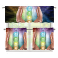 Seven Chakras Energy Print 3 Piece Kitchen Curtains