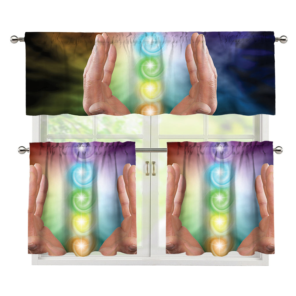 Seven Chakras Energy Print 3 Piece Kitchen Curtains
