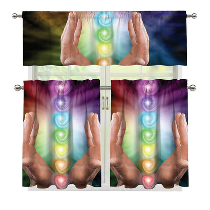 Seven Chakras Energy Print 3 Piece Kitchen Curtains