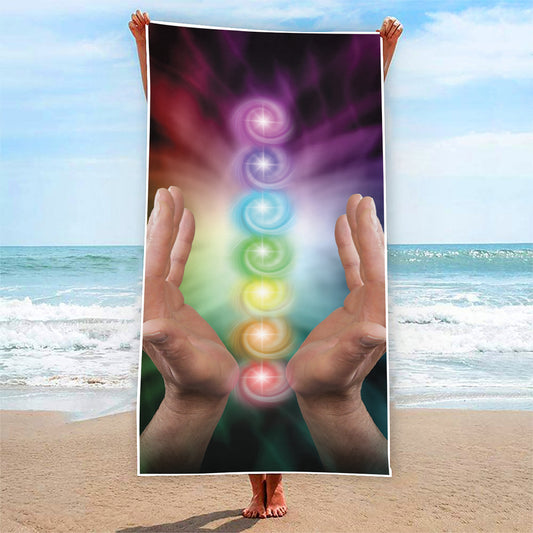 Seven Chakras Energy Print Beach Towel