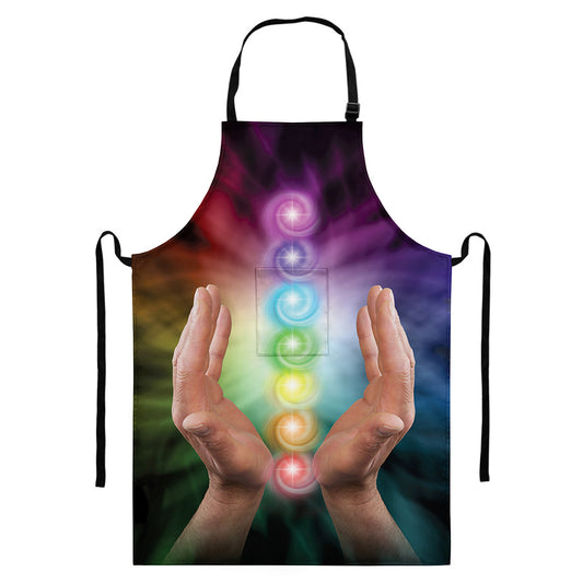 Seven Chakras Energy Print Bib Apron With Pocket