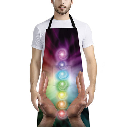 Seven Chakras Energy Print Bib Apron With Pocket