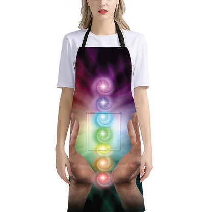 Seven Chakras Energy Print Bib Apron With Pocket
