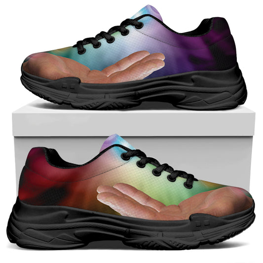 Seven Chakras Energy Print Black Chunky Shoes