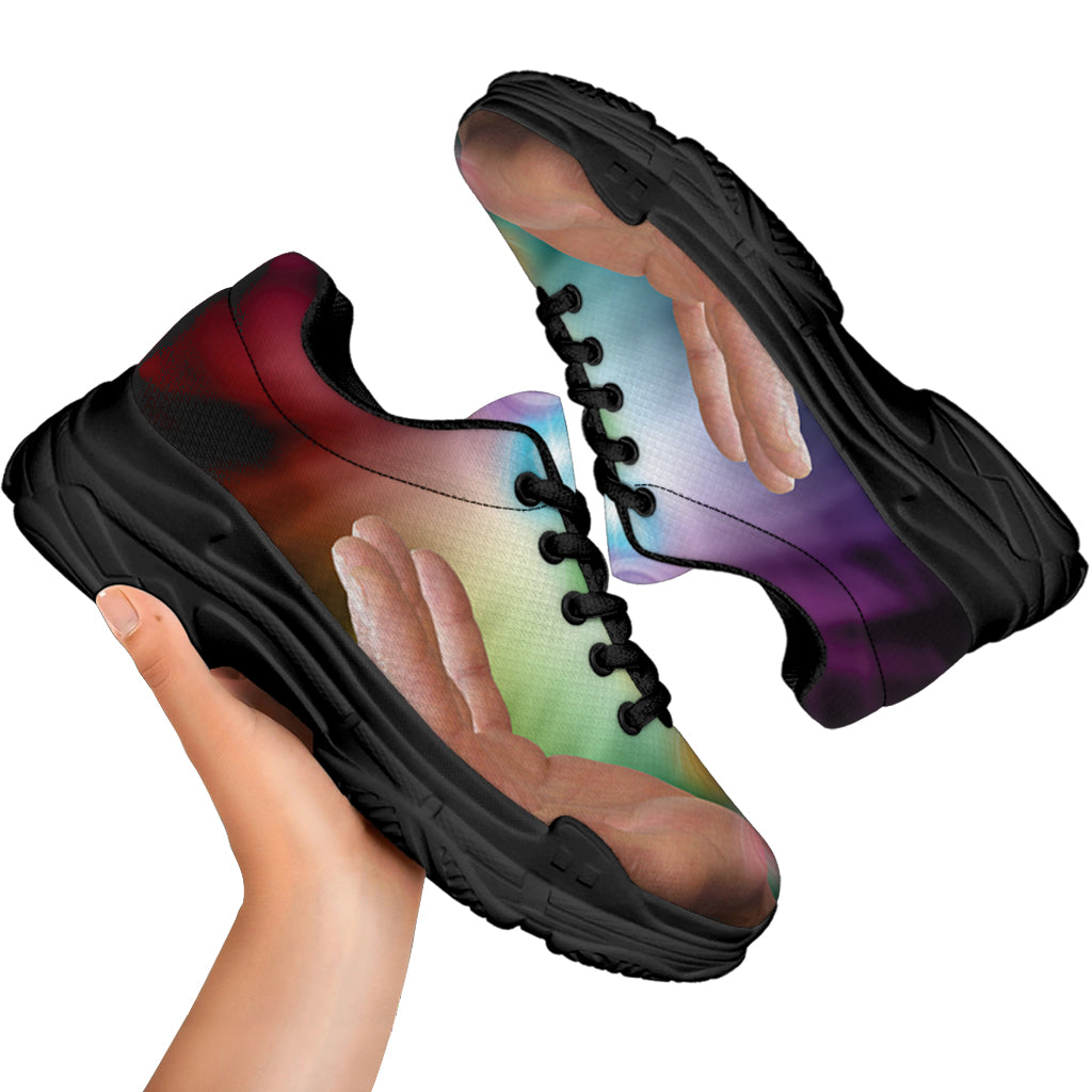 Seven Chakras Energy Print Black Chunky Shoes