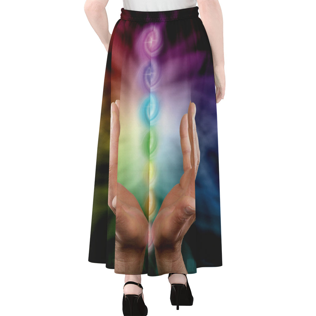 Seven Chakras Energy Print Chiffon Maxi Skirt