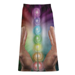 Seven Chakras Energy Print Cotton Front Slit Maxi Skirt