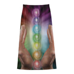 Seven Chakras Energy Print Cotton Front Slit Maxi Skirt